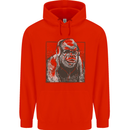 Gorilla with Headphones DJ Dance Music Childrens Kids Hoodie Bright Red