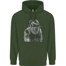 Gorilla with Headphones DJ Dance Music Childrens Kids Hoodie Forest Green