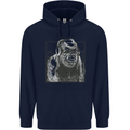 Gorilla with Headphones DJ Dance Music Childrens Kids Hoodie Navy Blue