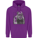 Gorilla with Headphones DJ Dance Music Childrens Kids Hoodie Purple