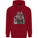 Gorilla with Headphones DJ Dance Music Childrens Kids Hoodie Red