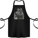 Gorilla with Headphones DJ Dance Music Cotton Apron 100% Organic Black