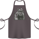 Gorilla with Headphones DJ Dance Music Cotton Apron 100% Organic Dark Grey