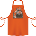 Gorilla with Headphones DJ Dance Music Cotton Apron 100% Organic Orange