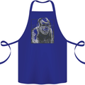 Gorilla with Headphones DJ Dance Music Cotton Apron 100% Organic Royal Blue
