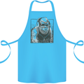 Gorilla with Headphones DJ Dance Music Cotton Apron 100% Organic Turquoise