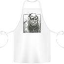 Gorilla with Headphones DJ Dance Music Cotton Apron 100% Organic White