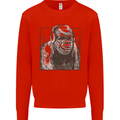 Gorilla with Headphones DJ Dance Music Kids Sweatshirt Jumper Bright Red