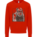 Gorilla with Headphones DJ Dance Music Kids Sweatshirt Jumper Bright Red