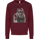 Gorilla with Headphones DJ Dance Music Kids Sweatshirt Jumper Maroon