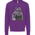 Gorilla with Headphones DJ Dance Music Kids Sweatshirt Jumper Purple