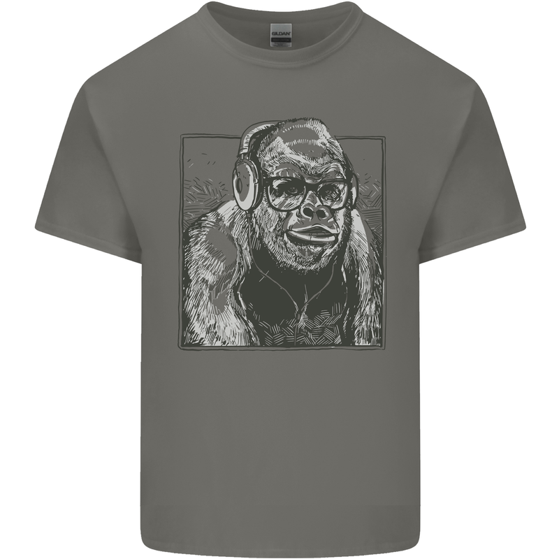 Gorilla with Headphones DJ Dance Music Kids T-Shirt Childrens Charcoal