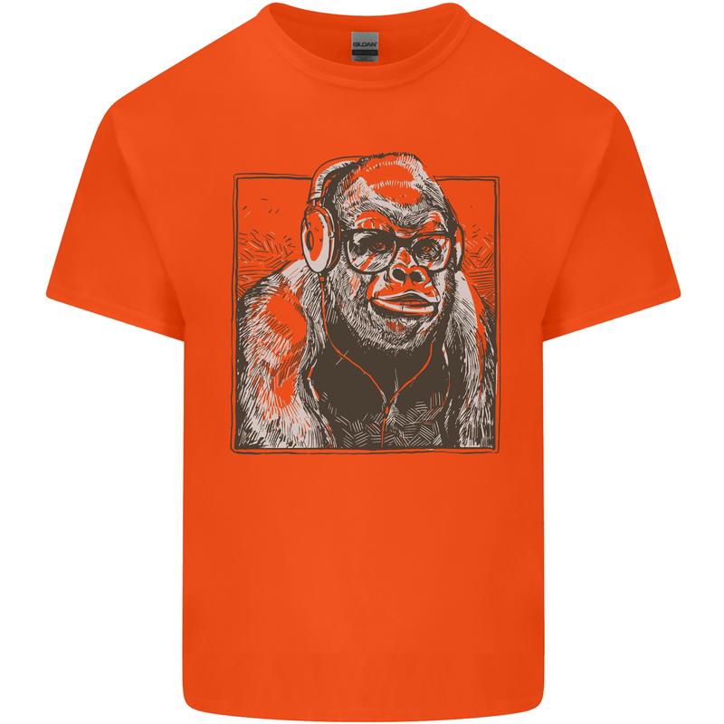 Gorilla with Headphones DJ Dance Music Kids T-Shirt Childrens Orange