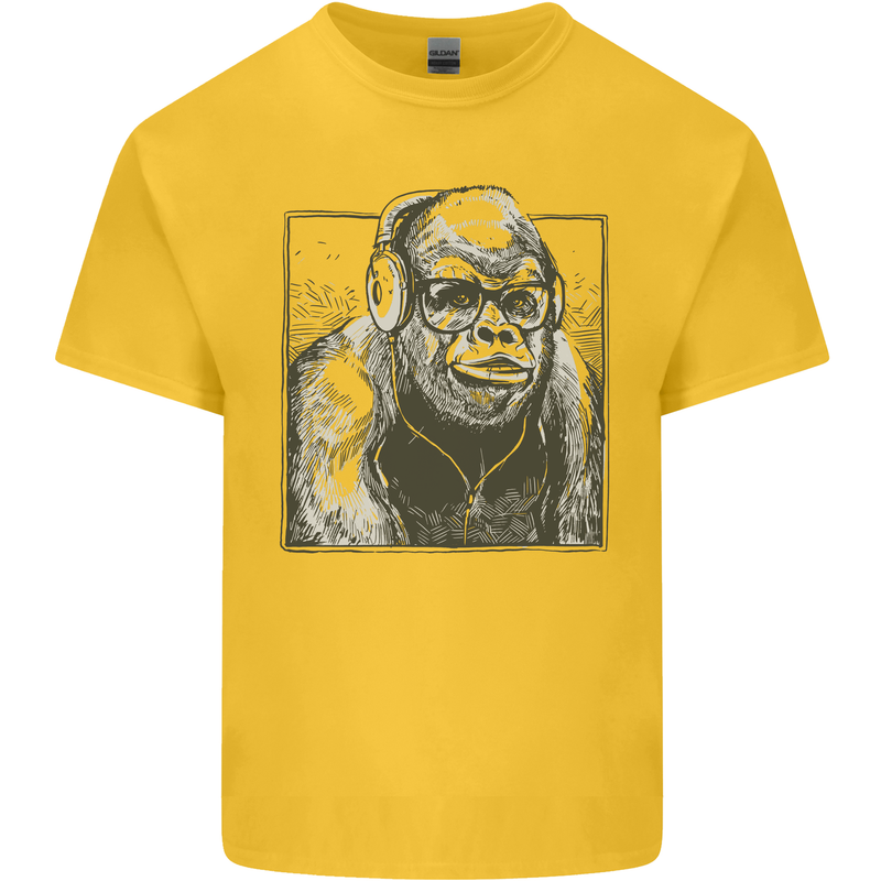 Gorilla with Headphones DJ Dance Music Kids T-Shirt Childrens Yellow