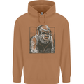 Gorilla with Headphones DJ Dance Music Mens 80% Cotton Hoodie Caramel Latte