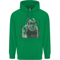 Gorilla with Headphones DJ Dance Music Mens 80% Cotton Hoodie Irish Green