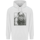 Gorilla with Headphones DJ Dance Music Mens 80% Cotton Hoodie White