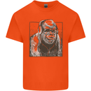 Gorilla with Headphones DJ Dance Music Mens Cotton T-Shirt Tee Top Orange