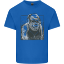 Gorilla with Headphones DJ Dance Music Mens Cotton T-Shirt Tee Top Royal Blue