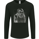 Gorilla with Headphones DJ Dance Music Mens Long Sleeve T-Shirt Black