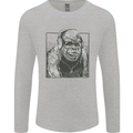 Gorilla with Headphones DJ Dance Music Mens Long Sleeve T-Shirt Sports Grey