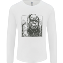 Gorilla with Headphones DJ Dance Music Mens Long Sleeve T-Shirt White