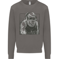 Gorilla with Headphones DJ Dance Music Mens Sweatshirt Jumper Charcoal