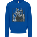 Gorilla with Headphones DJ Dance Music Mens Sweatshirt Jumper Royal Blue