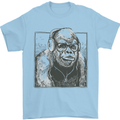 Gorilla with Headphones DJ Dance Music Mens T-Shirt Cotton Gildan Light Blue