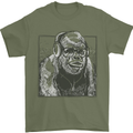 Gorilla with Headphones DJ Dance Music Mens T-Shirt Cotton Gildan Military Green