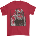 Gorilla with Headphones DJ Dance Music Mens T-Shirt Cotton Gildan Red