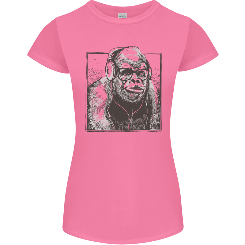 Gorilla with Headphones DJ Dance Music Womens Petite Cut T-Shirt Azalea