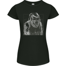 Gorilla with Headphones DJ Dance Music Womens Petite Cut T-Shirt Black