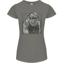 Gorilla with Headphones DJ Dance Music Womens Petite Cut T-Shirt Charcoal