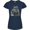 Gorilla with Headphones DJ Dance Music Womens Petite Cut T-Shirt Navy Blue