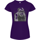 Gorilla with Headphones DJ Dance Music Womens Petite Cut T-Shirt Purple
