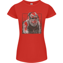 Gorilla with Headphones DJ Dance Music Womens Petite Cut T-Shirt Red