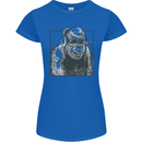 Gorilla with Headphones DJ Dance Music Womens Petite Cut T-Shirt Royal Blue