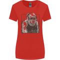 Gorilla with Headphones DJ Dance Music Womens Wider Cut T-Shirt Red