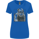 Gorilla with Headphones DJ Dance Music Womens Wider Cut T-Shirt Royal Blue