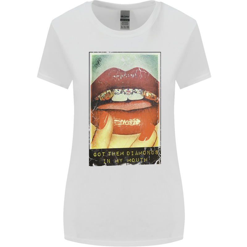 Got Them Diamonds in My Mouth Womens Wider Cut T-Shirt White