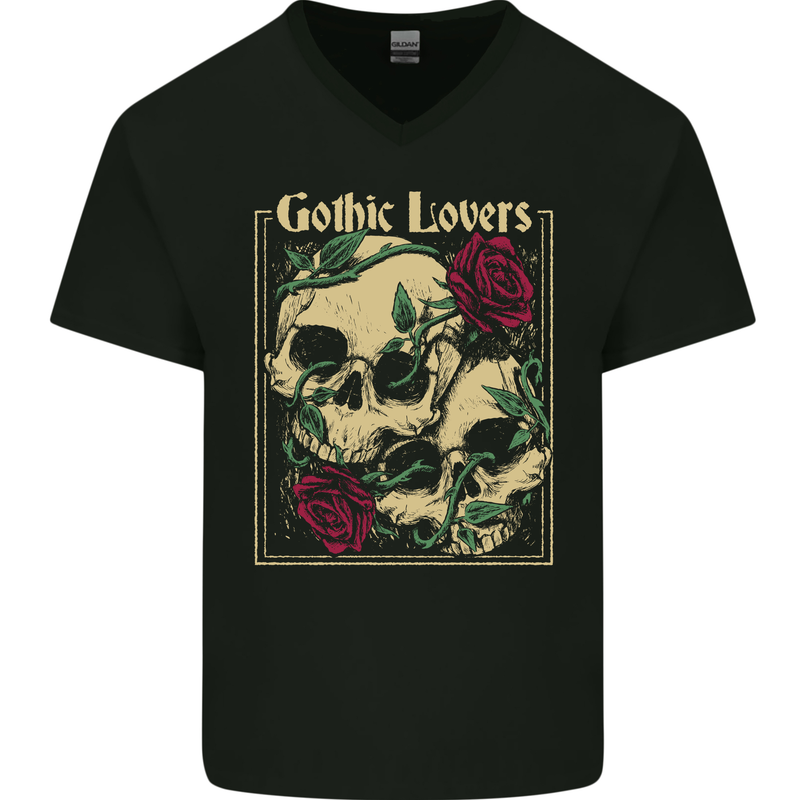 Gothic Lovers Tarot Cards Fortune Teller Mens V-Neck Cotton T-Shirt Black