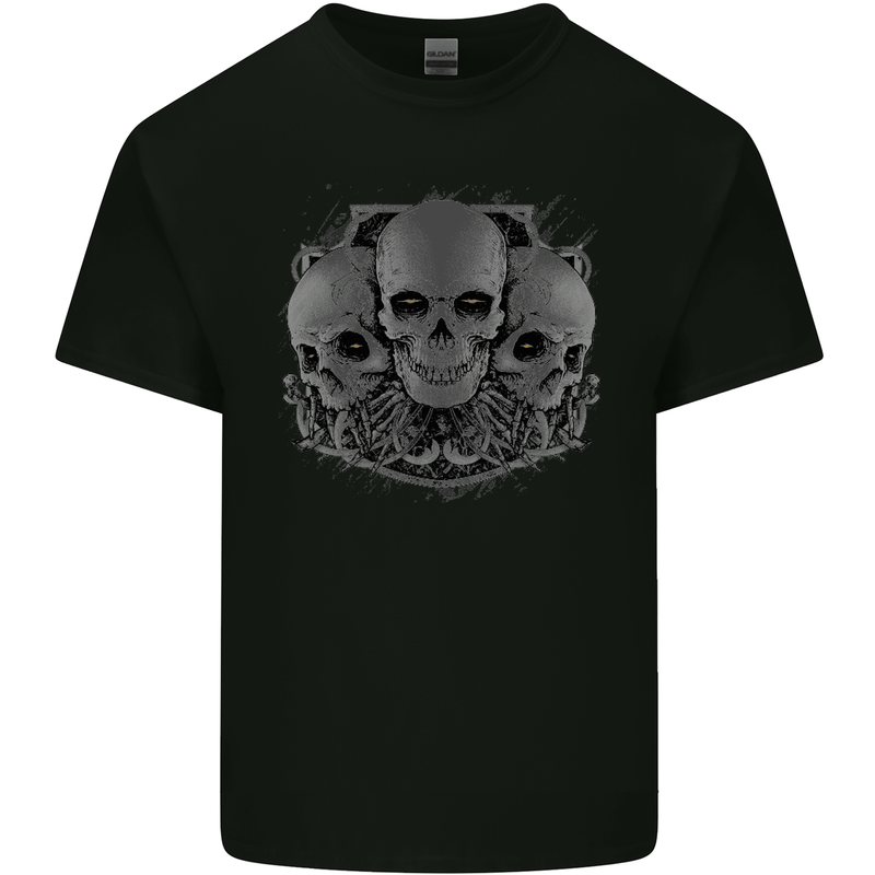 Gothic Skulls Biker Motorcycle Motorbike Mens Cotton T-Shirt Tee Top Black
