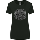 Gothic Skulls Biker Motorcycle Motorbike Womens Wider Cut T-Shirt Black