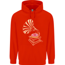 Gramophone Donut Music DJ Vinyl Funny Childrens Kids Hoodie Bright Red