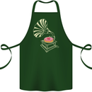 Gramophone Donut Music DJ Vinyl Funny Cotton Apron 100% Organic Forest Green