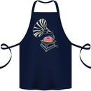 Gramophone Donut Music DJ Vinyl Funny Cotton Apron 100% Organic Navy Blue