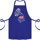 Gramophone Donut Music DJ Vinyl Funny Cotton Apron 100% Organic Royal Blue