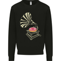 Gramophone Donut Music DJ Vinyl Funny Kids Sweatshirt Jumper Black