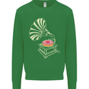 Gramophone Donut Music DJ Vinyl Funny Kids Sweatshirt Jumper Irish Green